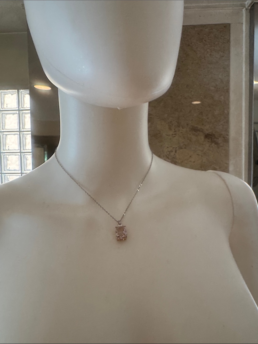 Simulated Pink Diamond CZ Sterling Silver Necklace - Picture 6 of 10